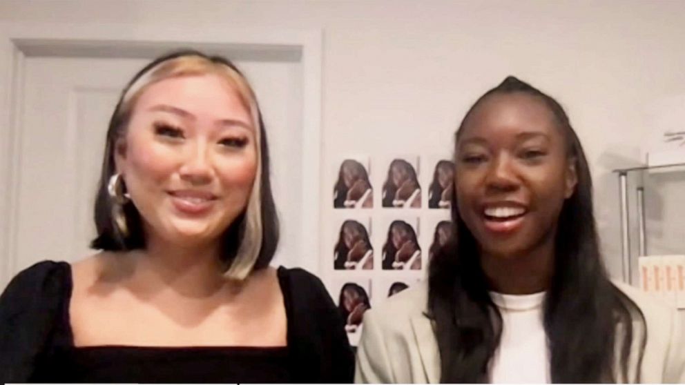 PHOTO: Claudia Teng, 24, and Olamide Olowe, 23, co-founders of a beauty line designed for underrepresented skin tones are pictured during an interview with Good Morning America on Sept. 14, 2020.