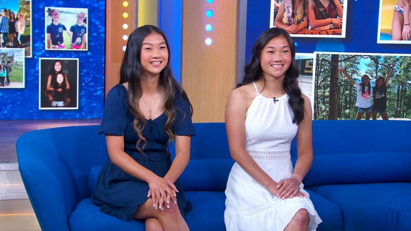 PHOTO: Twin sisters Audrey Doering and Gracie Rainsberry reunited on "GMA" after first meeting in-person on the show seven years ago.