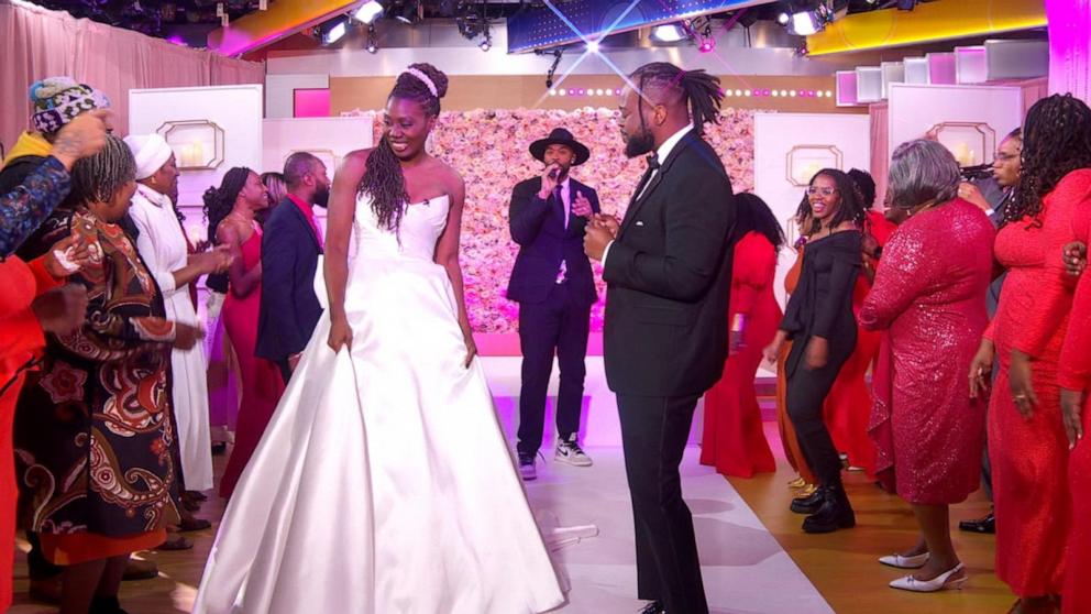 PHOTO: Daniel Alexandre and Chaseedaw Giles got engaged and married live on “Good Morning America” on Feb. 14, 2025.