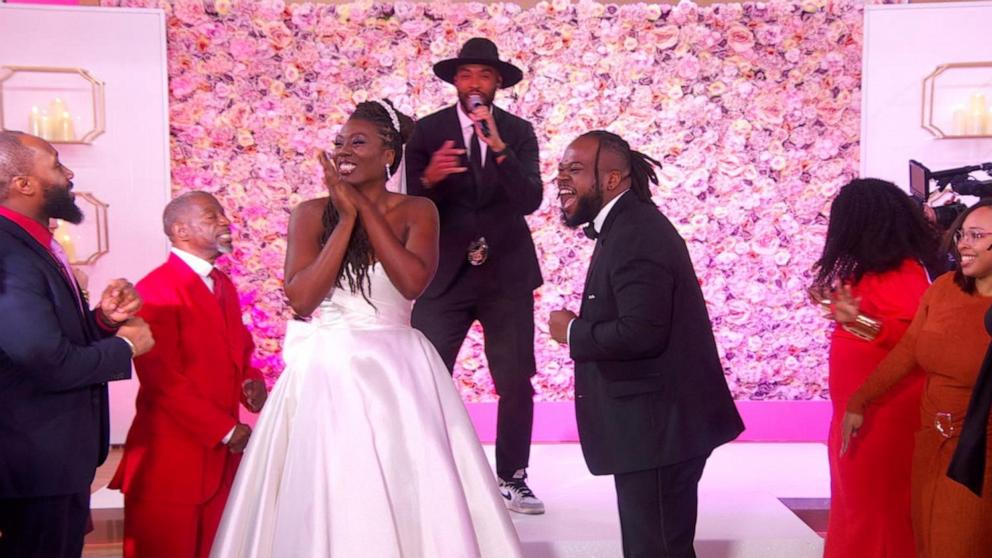 Daniel Alexandre and Chaseedaw Giles got engaged and married live on “Good Morning America” on Feb. 14, 2025.PHOTO: 