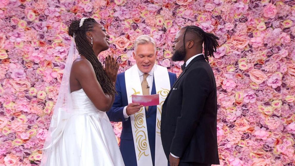 PHOTO: Daniel Alexandre and Chaseedaw Giles got engaged and married live on “Good Morning America” on Feb. 14, 2025.