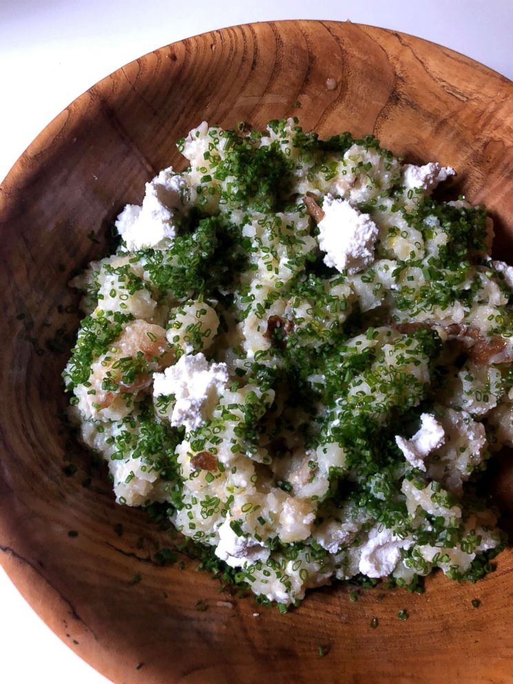 PHOTO: Baked and smashed goat cheese potatoes from Alex Guarnaschelli.