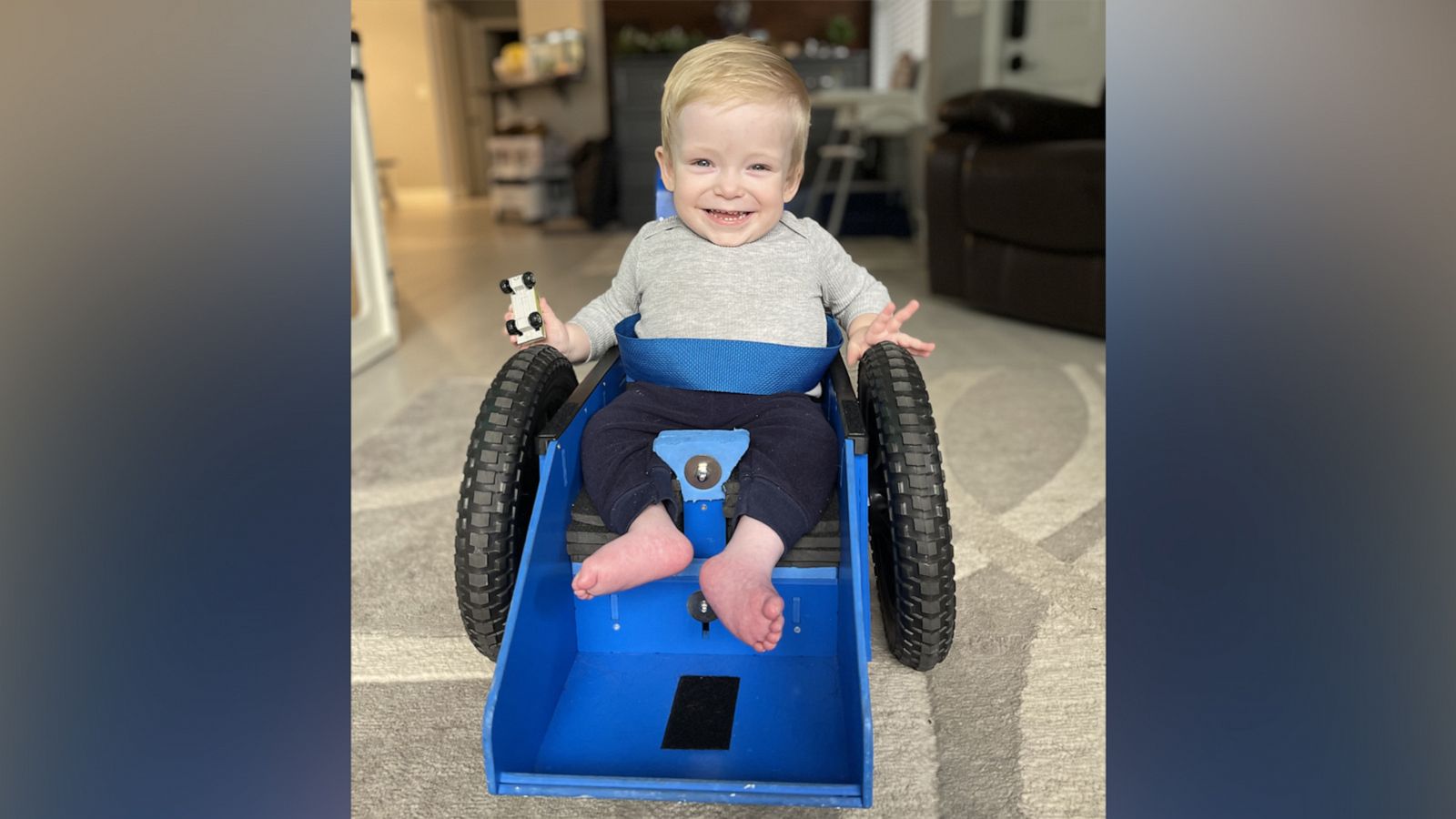 PHOTO: Archer Jagodzinski, 2, received a GoBro wheelchair from Frog Mobility and has been using it since he was 18 months old.