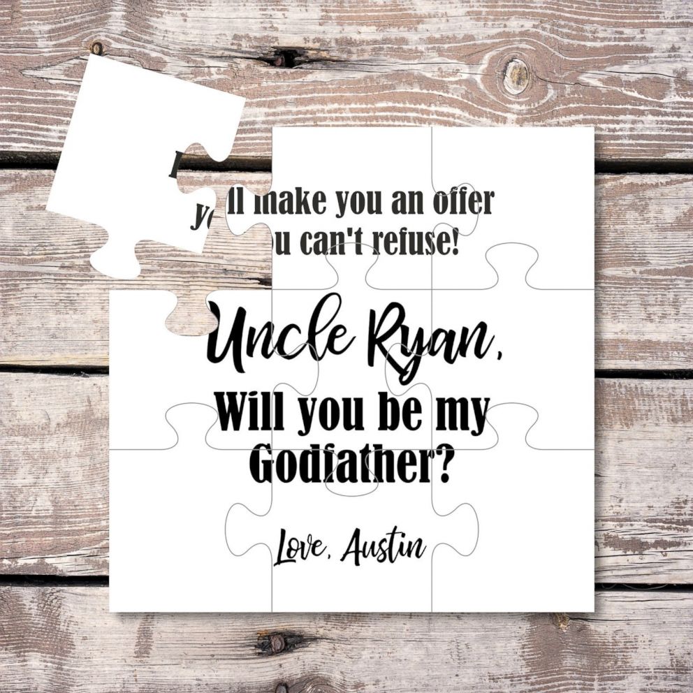 PHOTO: A "Will you be my Godfather?" proposal puzzle is pictured from the Etsy store, BoutiqueEclipse.