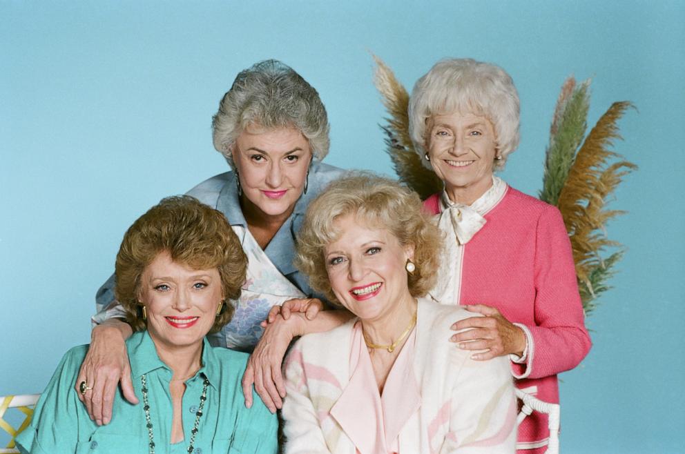 PHOTO: "The Golden Girls" cast (L-R) Rue McClanahan as Blanche Devereaux, Bea Arthur as Dorothy Petrillo Zbornak, Betty White as Rose Nylund and Estelle Getty as Sophia Petrillo pose for a portrait.