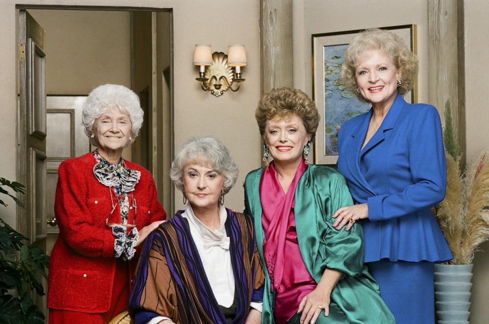 PHOTO: Estelle Getty as Sophia Petrillo, Bea Arthur as Dorothy Petrillo Zbornak, Rue McClanahan as Blanche Devereaux, Betty White as Rose Nylund in "The Golden Girls."
