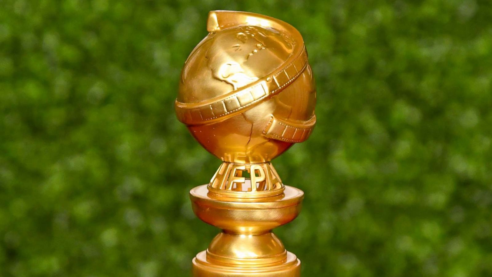 PHOTO: In this Feb. 27, 2021, file photo, the Golden Globe Trophy is on display at The Rainbow Room in New York.