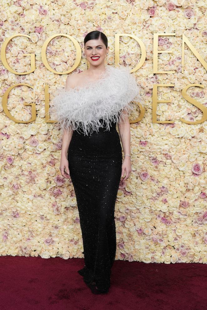 PHOTO: Alexandra Daddario arrives at the 82nd Golden Globes on Jan. 5, 2025, at the Beverly Hilton in Beverly Hills, Calif.