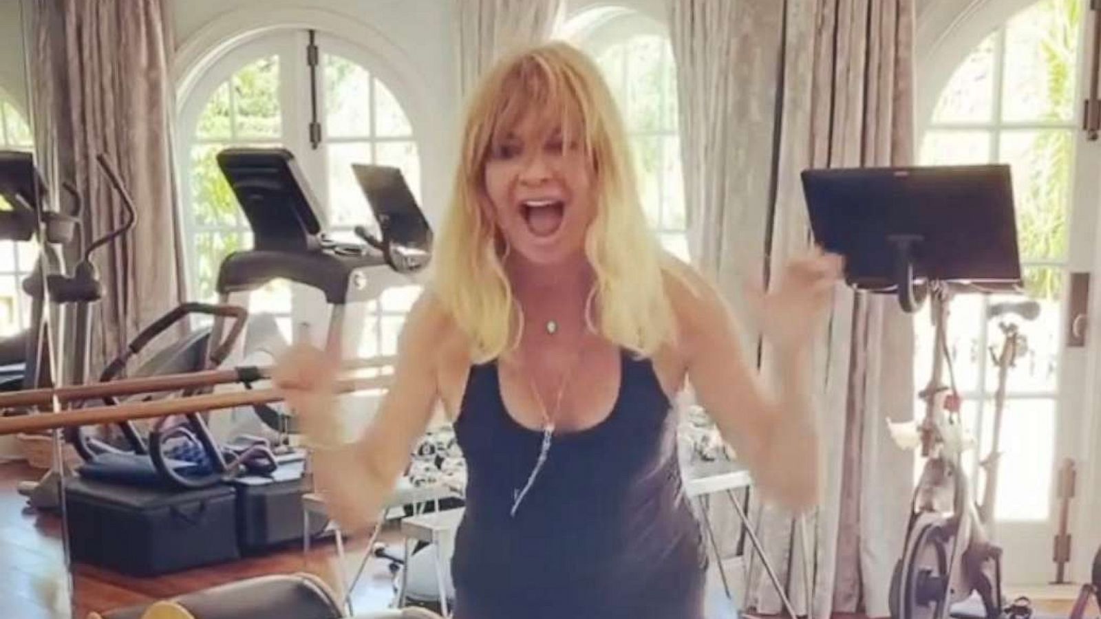 PHOTO: In this screen grab taken from a video that was posted to her Instagram account, Goldie Hawn is shown during a workout.