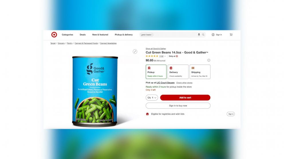 PHOTO: Good & Gather Cut Green Beans sold at Target 