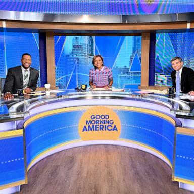 PHOTO: "Good Morning America" anchors, Michael Strahan, Robin Roberts and George Stephanopoulos.