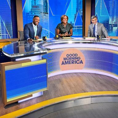 PHOTO: "Good Morning America" co-anchors, Michael Strahan, Robin Roberts and George Stephanopoulos.