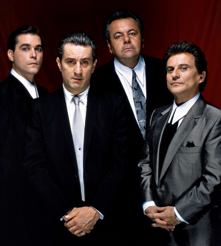 Photo : Sur cette photo d'archive non datée, Ray Liotta, Robert de Niro, Paul Sorvino et Joe Pesci apparaissent sur le plateau de tournage "Bons camarades."