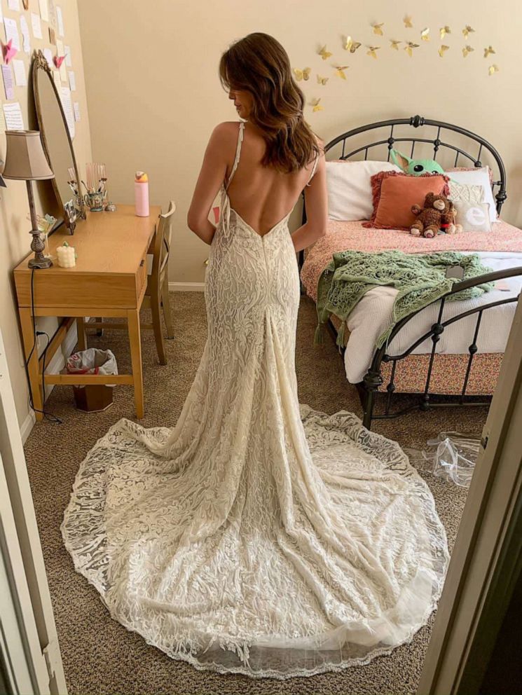 PHOTO: Emmali Osterhoudt found a $6200 Galia Lahav wedding dress at a Goodwill for $25.