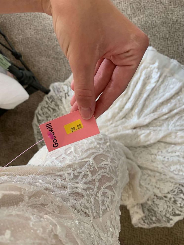PHOTO: Emmali Osterhoudt found a $6200 Galia Lahav wedding dress at a Goodwill for $25.