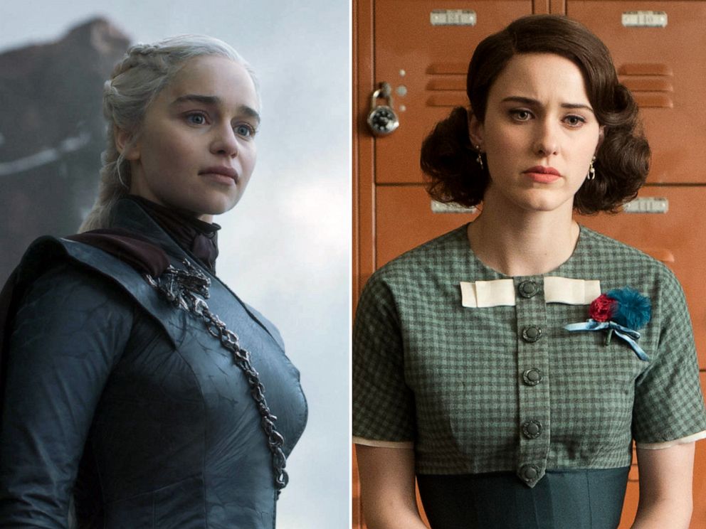 PHOTO: Emilia Clarke in a scene from "Game of Thrones" and Rachel Brosnahan in a scene from "The Marvelous Mrs. Maisel."
