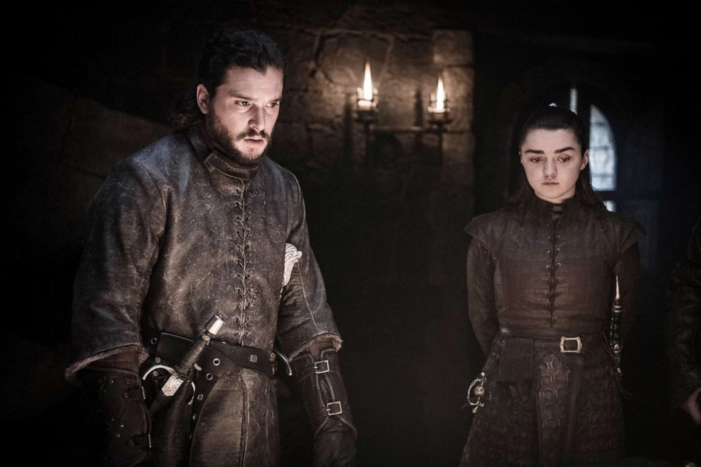 PHOTO: Kit Harington and Maisie Williams in a scene from "Game of Thrones."