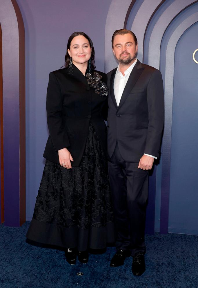 PHOTO: Lily Gladstone and Leonardo DiCaprio attend the Academy Of Motion Picture Arts & Sciences' 14th Annual Governors Awards at The Ray Dolby Ballroom, Jan. 9, 2024, in Hollywood, Calif.