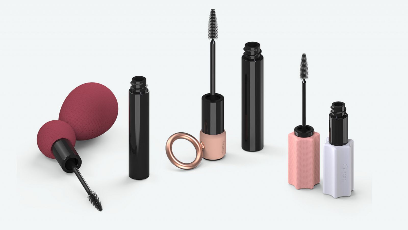 PHOTO: Mascara products with special grips are pictured in photos released by the Grace Beauty brand.