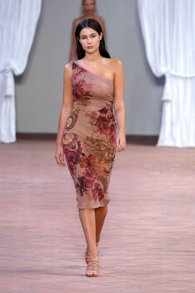 PHOTO: A model walks the runway at the Alberta Ferretti fashion show during the Milan Fashion Week Womenswear Spring/Summer 2024 on Sept. 20, 2023 in Milan.