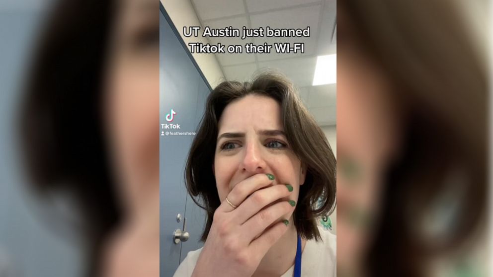 PHOTO: Grace Featherston, a senior at the University of Texas at Austin, shared a recent TikTok post reacting to news that the university would be banning TikTok on its Wi-Fi networks.