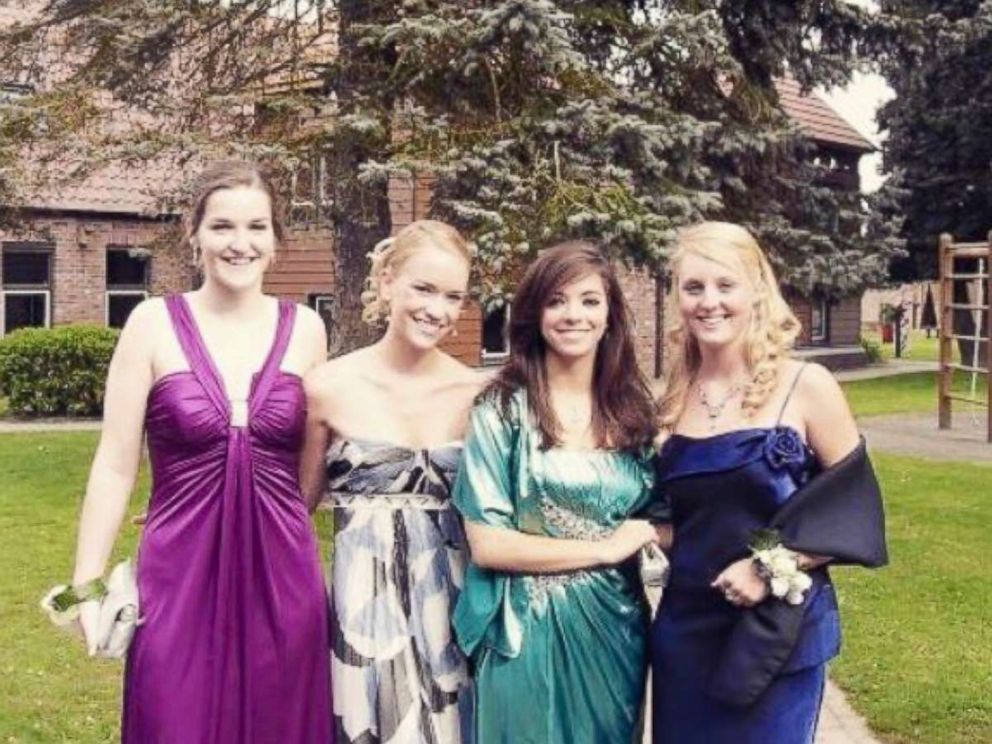 PHOTO: From left to right, Grace Baldridge of California, Ariane Harper of Canada, Cecilia Jeppsson of Chile, Juliana Bambridge of London, at their senior prom in the country of Belgium in 2009.