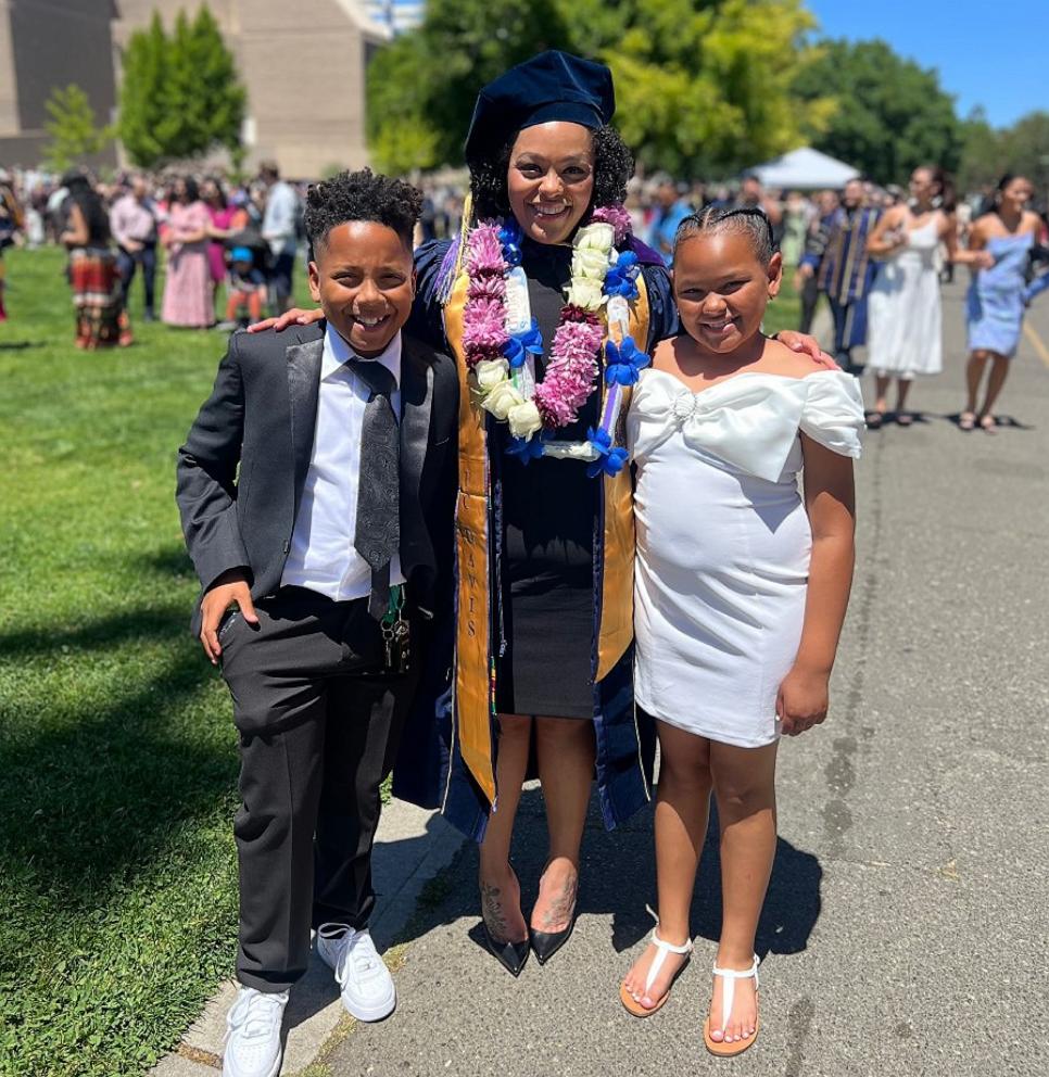 PHOTO: Rhiannah Gordon is a mom of two kids — son Flinn and daughter Rhiley seen here in a graduation photo.