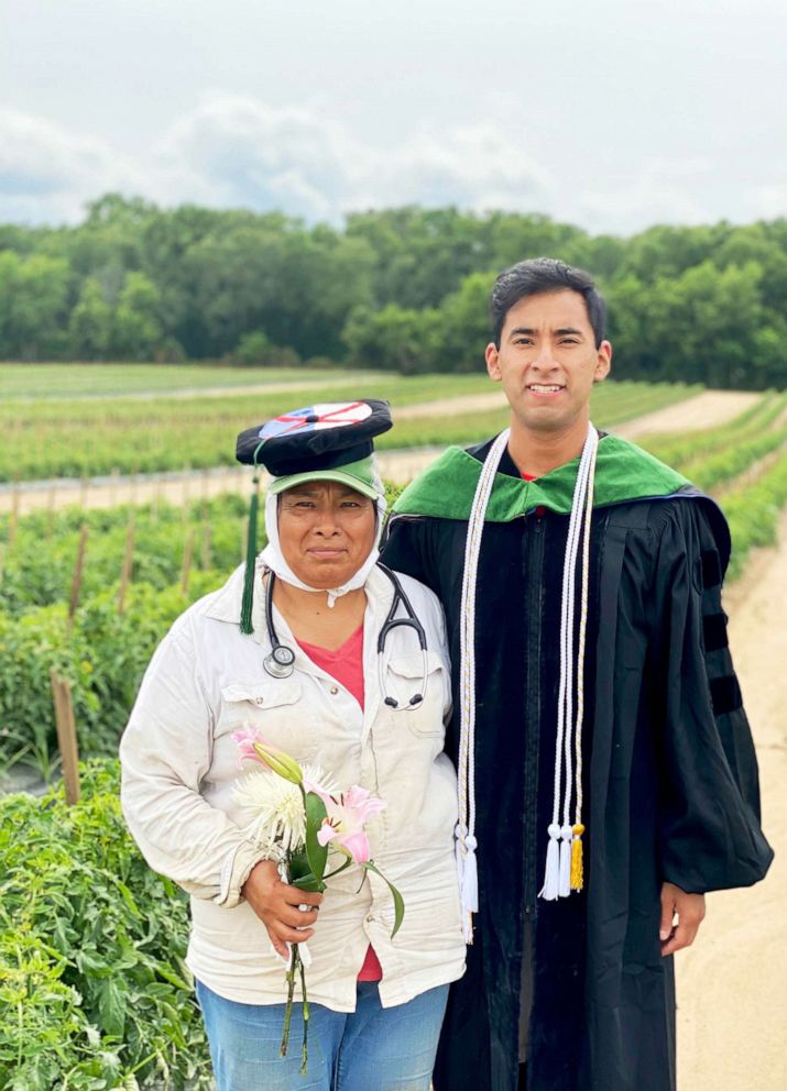 PHOTO: Erick Martínez Juárez, 29, and his mother Maricela Juárez, 52, at a local farm in Decatur County, Georgia, in May 2021.
