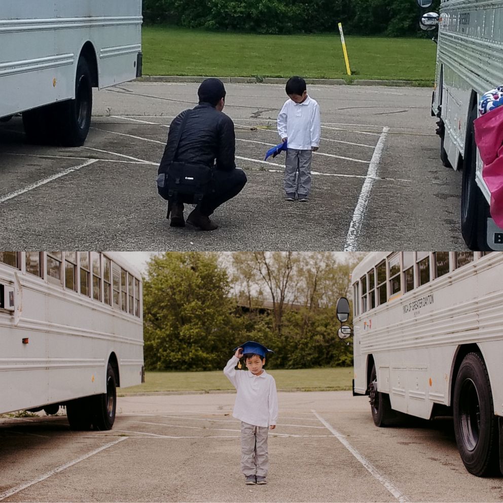 PHOTO: Behind-the-scenes of the school bus photo in Fairborn, Ohio.