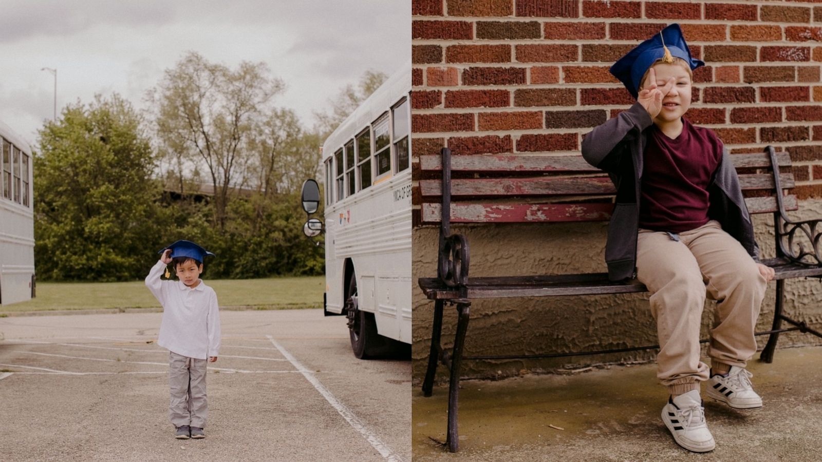 PHOTO: Preschool students pose for graduation photos shot by Eryc Perez de Tagle in Fairborn, Ohio on May 11 and May 12, 2020.