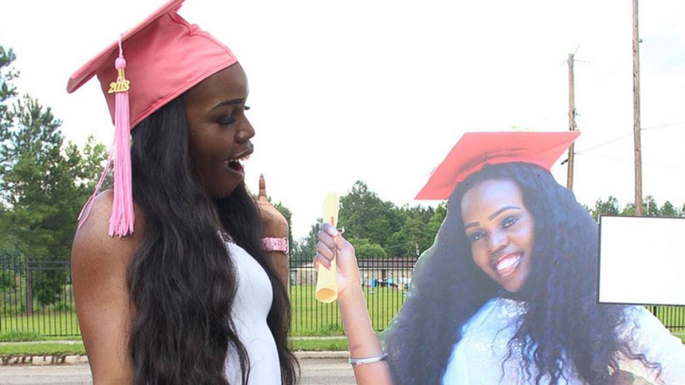 PHOTO: Chakezra Brown, 18, poses with her cardboard cutout at her recent graduation party in South Carolina.