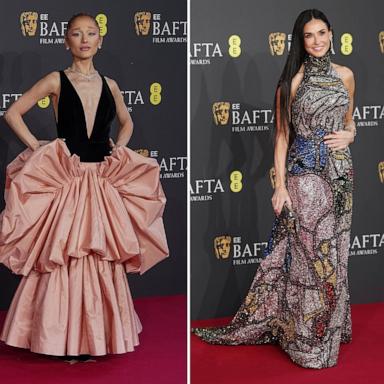 PHOTO: Ariana Grande, Demi Moore and Selena Gomez attend the 2025 British Academy of Film and Television Awards in London, Feb. 16, 2025.