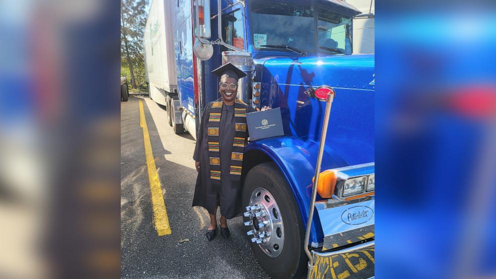 PHOTO: The newly degreed great-grandmother of 12 runs a trucking business with her husband in Las Vegas.