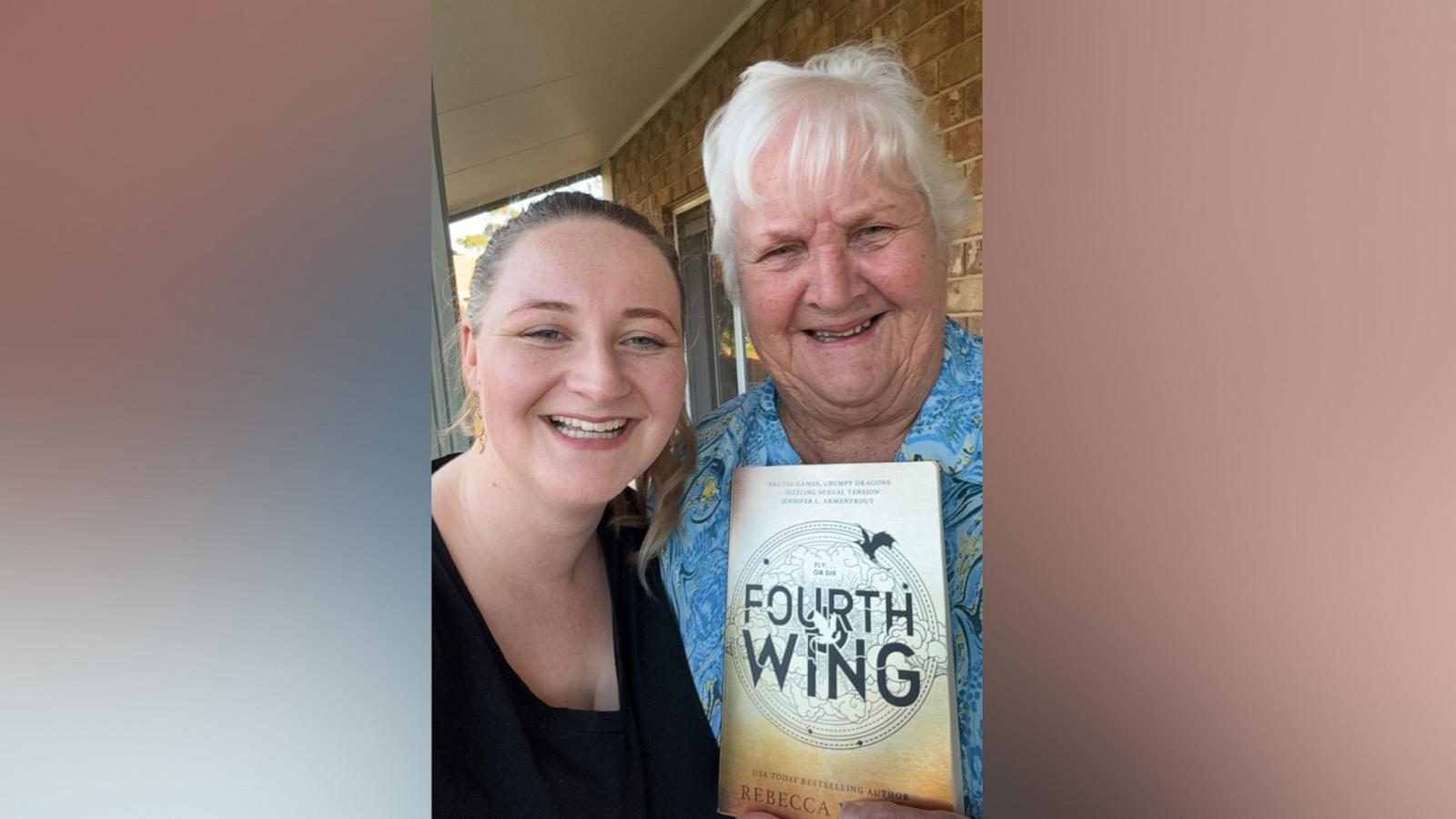 PHOTO: Tegan Martin recorded her grandmother Glenda reading the popular “Fourth Wing” book from author Rebecca Yarros.