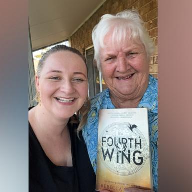 PHOTO: Tegan Martin recorded her grandmother Glenda reading the popular “Fourth Wing” book from author Rebecca Yarros.