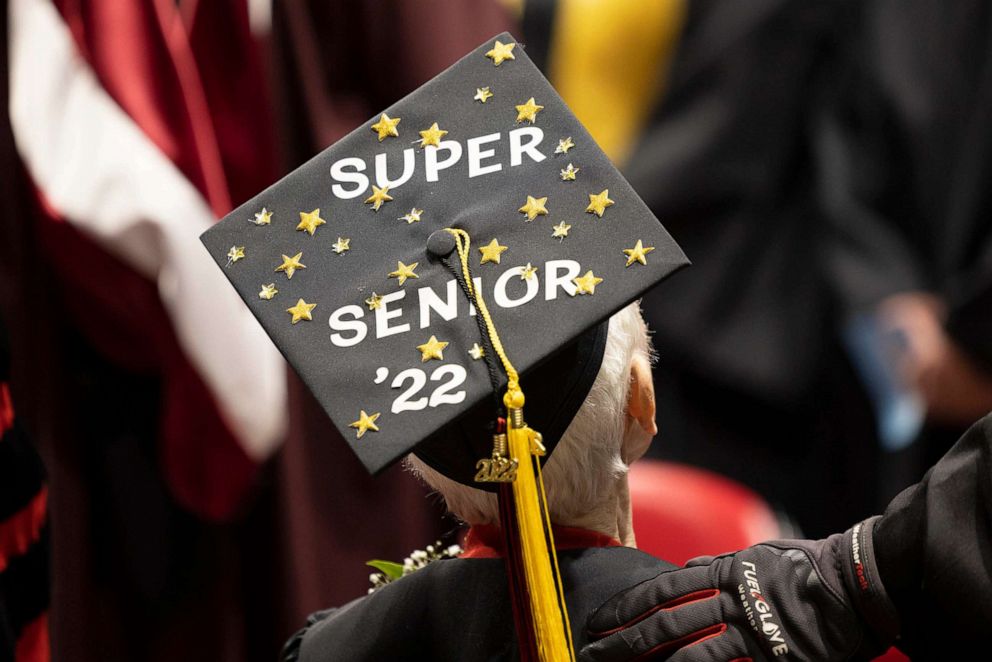 PHOTO: DeFauw wore a decorated black cap at her graduation ceremony Sunday.