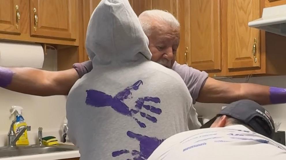 PHOTO: A family in Montgomery, New York, immortalized their grandfather’s hug by turning it into a t-shirt print.