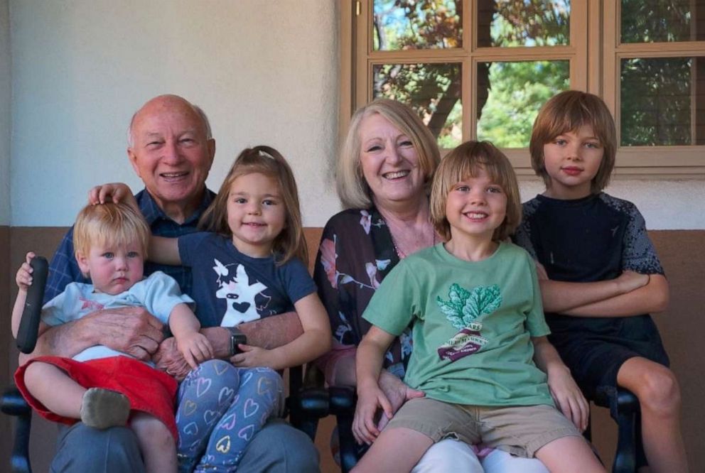 PHOTO: Missy and Barry Buchanan of Texas, lovingly known as Ama and Poppi, pose with their four grandchildren, Quintin, 12 Oliver, 10 and Clara, 6 and Noah 3.