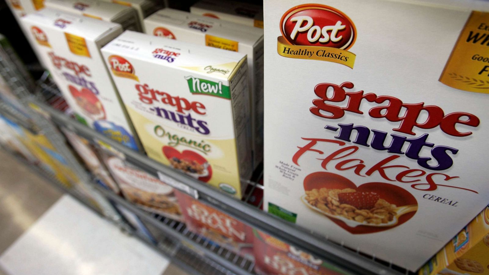 PHOTO: In this Nov. 5, 2007, file photo, Post cereals are seen on display at a grocery store in Palo Alto, Calif.