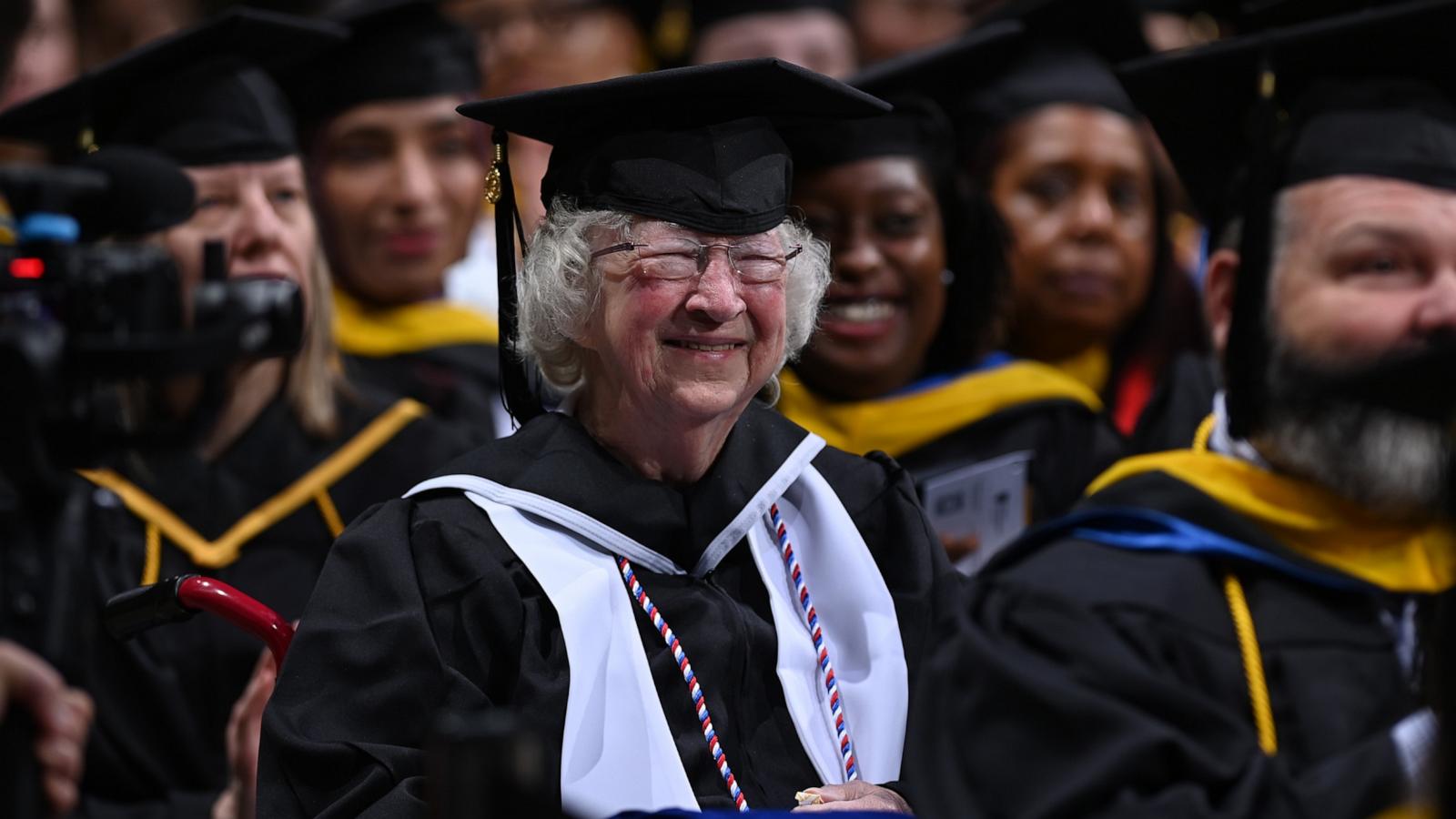 PHOTO: Annette Roberge graduated from Southern New Hampshire University at 90 years of age in November 2024.