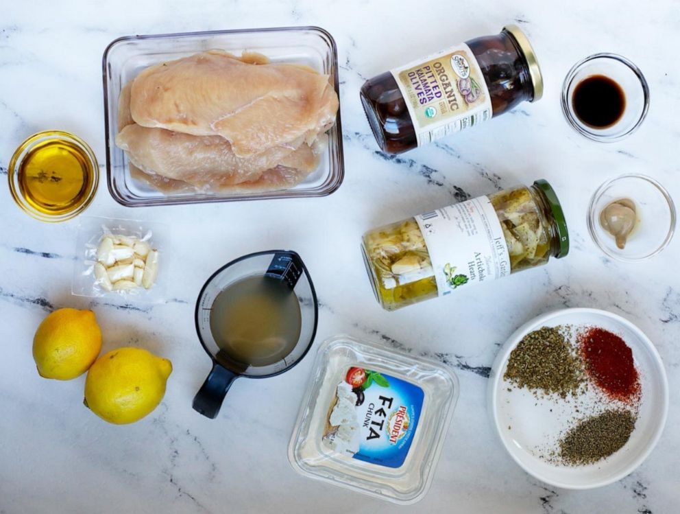 PHOTO: Ingredients to make Cookin' with Mima's Greek chicken skillet.