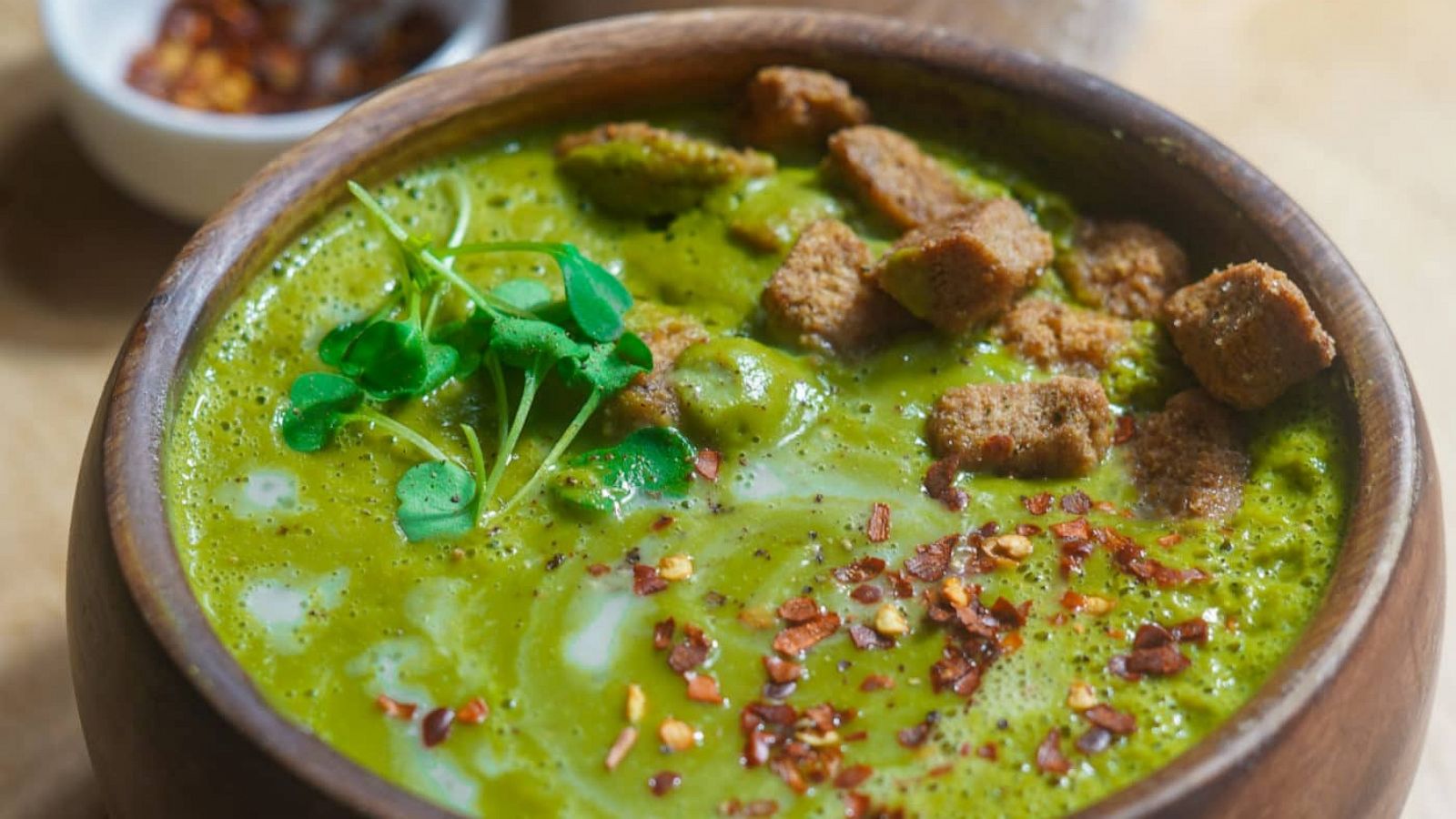 PHOTO: Green goddess broccoli stem soup.