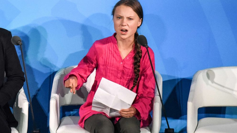 PHOTO: Greta Thunberg speaks at the Climate Action Summit at the United Nations, Sept. 23, 2019, in New York.