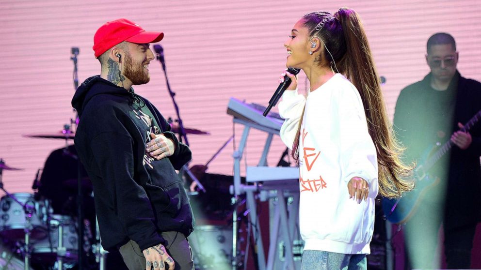 Mac Miller and Ariana Grande perform  during the One Love Manchester Benefit Concert on June 4, 2017, in Manchester, England.