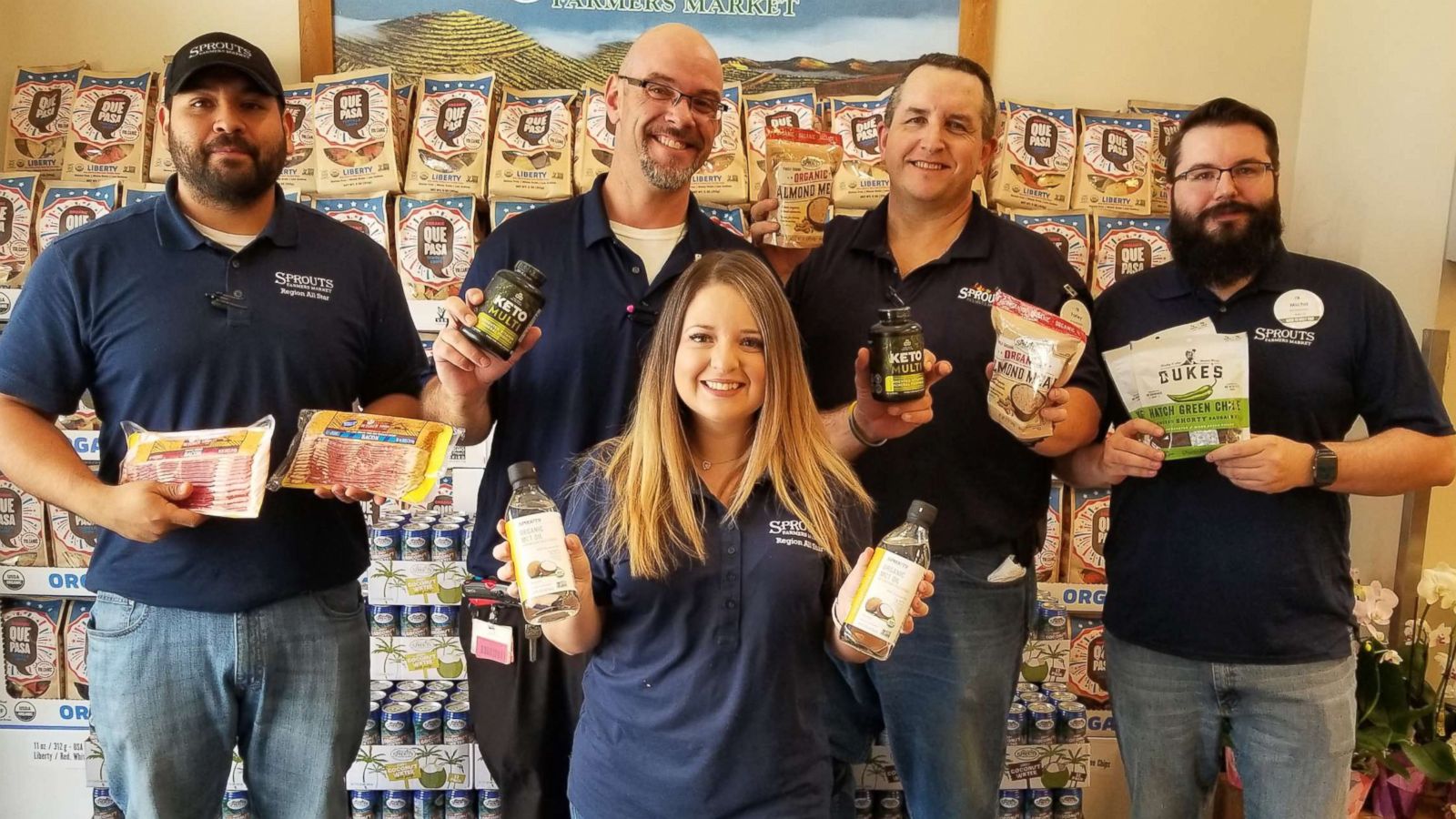 PHOTO: Chris Martinez, Nick Glidden, Ana Lewis, Farley Hayes and Micha Govella from Sprouts Farmer's Market in Katy, Texas, have lost a combined more than 200 pounds.