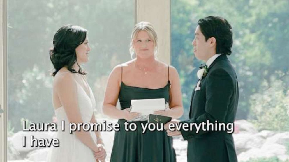 PHOTO: At his May wedding, Doug Jow grew emotional when reciting his wedding vows to his bride, Laura Su.