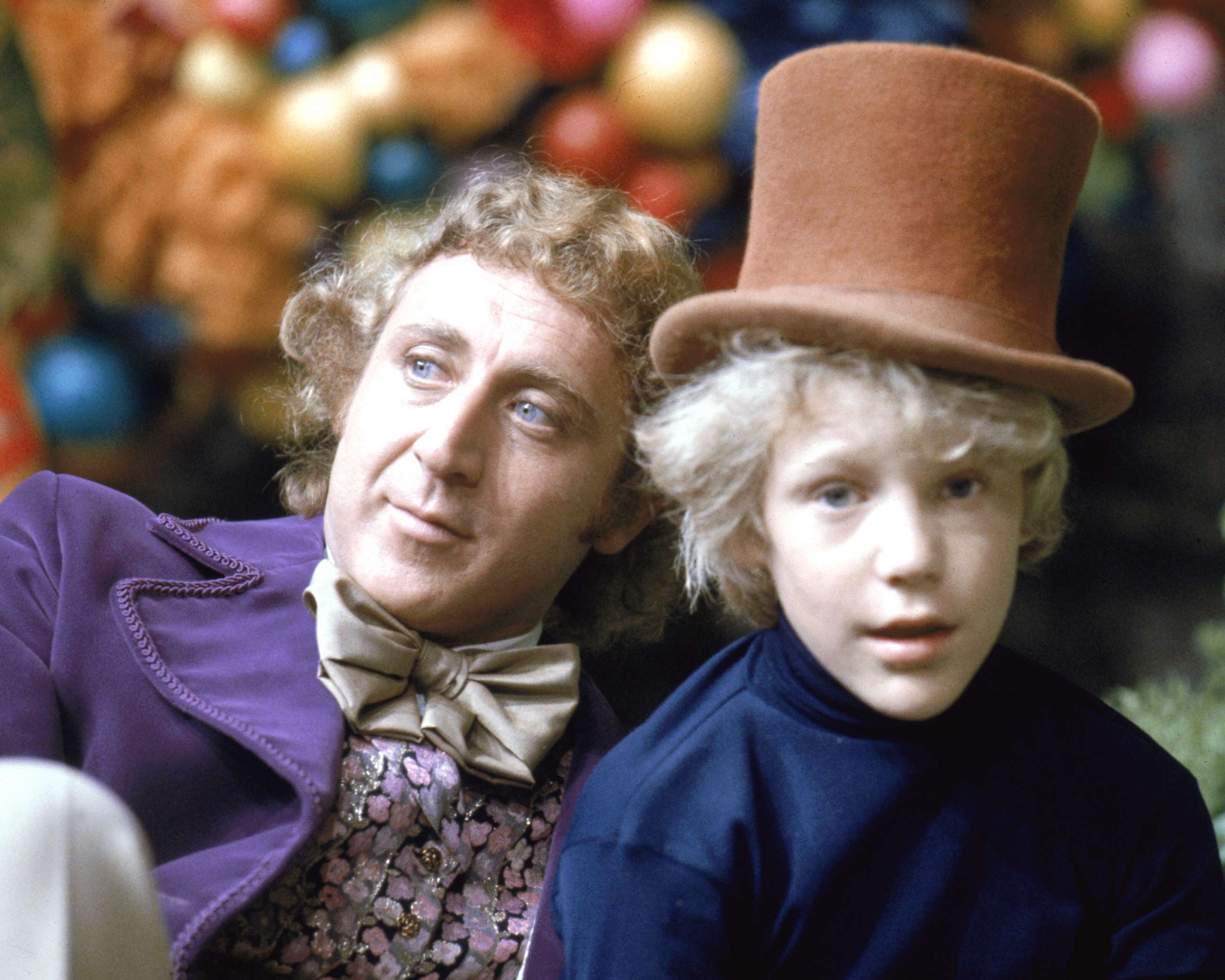 PHOTO: Gene Wilder as Willy Wonka and Peter Ostrum as Charlie Bucket on the set of the 1971 film "Willy Wonka and the Chocolate Factory."