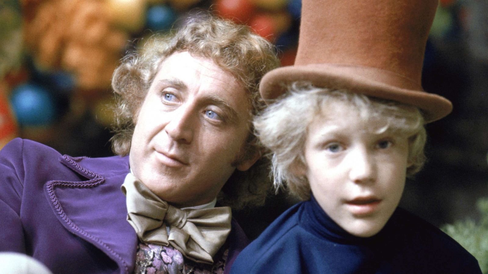 PHOTO: Gene Wilder as Willy Wonka and Peter Ostrum as Charlie Bucket on the set of the 1971 film "Willy Wonka and the Chocolate Factory."