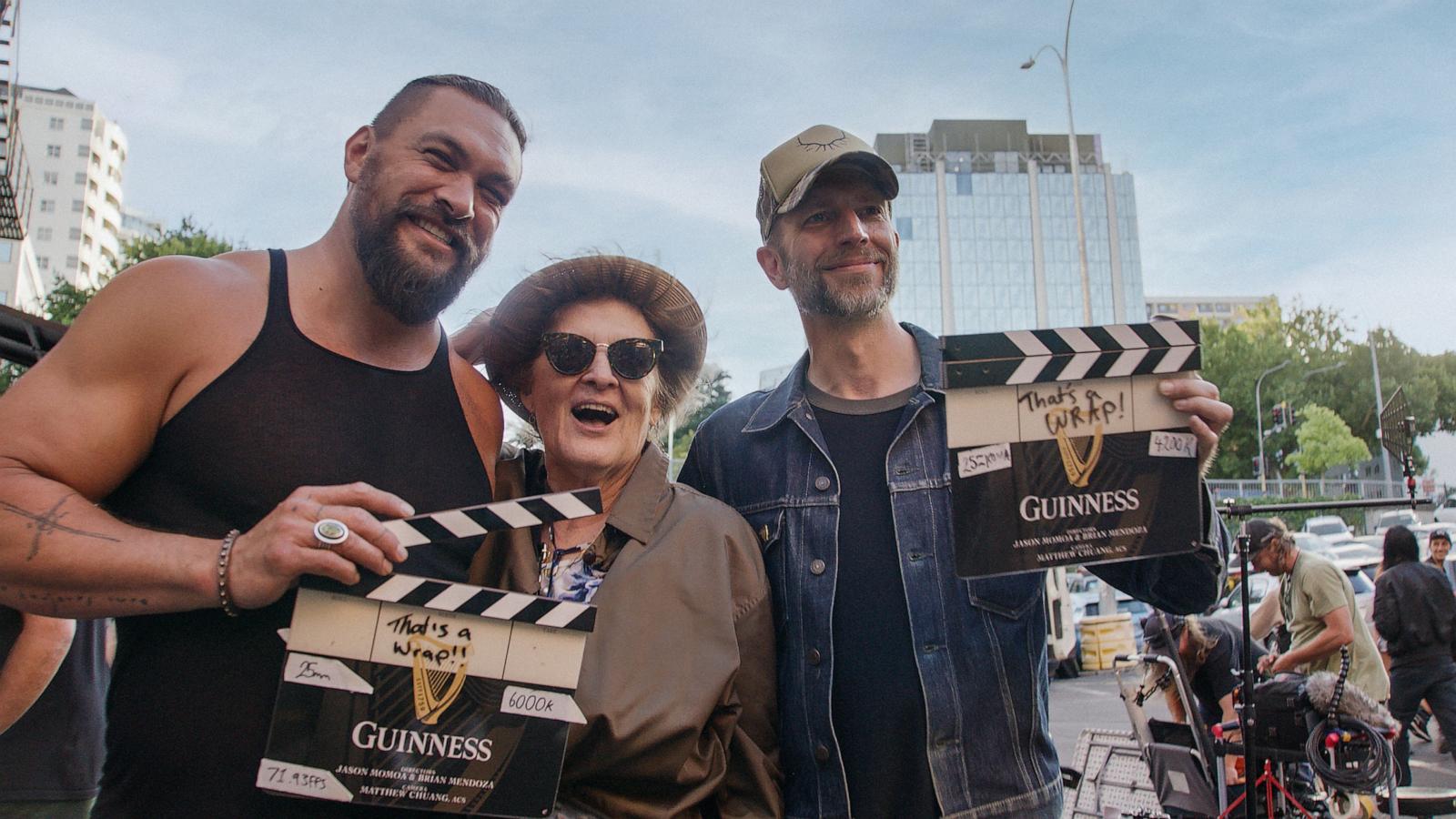 PHOTO: Jason Momoa made his Guinness commercial dreams come true, co-directing the brand's new spot ahead of St. Patrick's day and enlisting his mom for a cameo.