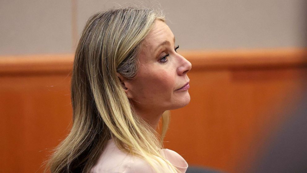 PHOTO: Actress Gwyneth Paltrow listens in court during her civil trial over a collision with another skier at the Park City District Courthouse on March 28, 2023, in Park City, Utah.
